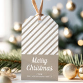 Moderne Streifen Frohe Weihnachten Geschenkanhänger