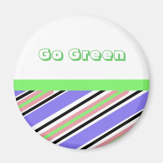Moderne Streifen gehen grünes Design Magnet (Vorne)