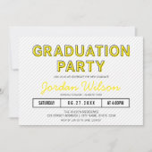 Moderne Streifen Gelbe Graduierungsparty Einladung (Vorderseite)