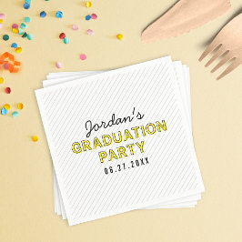 Moderne Streifen Gelbe Graduierungsparty Serviette