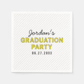 Moderne Streifen Gelbe Graduierungsparty Serviette (Vorderseite)