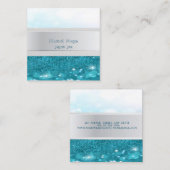 Moderne Streifen, Glittery Bokeh Quadratische Visitenkarte (Vorne/Hinten)