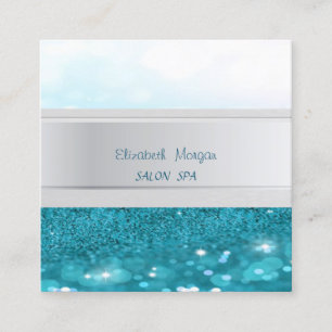 Moderne Streifen, Glittery Bokeh Quadratische Visitenkarte