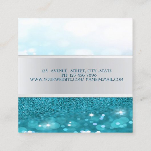 Moderne Streifen, Glittery Bokeh Quadratische Visitenkarte (Rückseite)