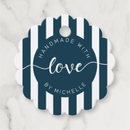 moderne Streifen handgefertigt mit Liebe Monogramm Geschenkanhänger