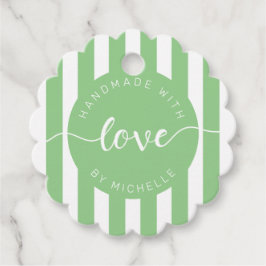 moderne Streifen handgefertigt mit Liebe Monogramm Geschenkanhänger