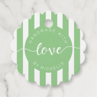 moderne Streifen handgefertigt mit Liebe Monogramm Geschenkanhänger