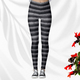 Moderne Streifen Holzkohle Schwarz und Weiß Leggings