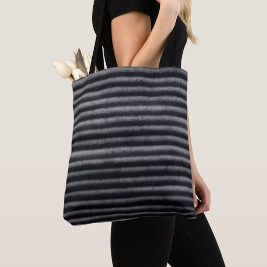 Moderne Streifen Holzkohle Schwarz und Weiß Tasche