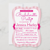 Moderne Streifen Hot Pink Junggeselinnen-Abschied Einladung (Vorderseite)