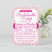 Moderne Streifen Hot Pink Junggeselinnen-Abschied Einladung (Stehend Vorderseite)
