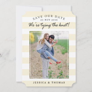 Moderne Streifen in Beige und Weiß   FOTO SAVE THE Date