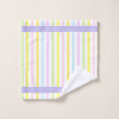 Moderne Streifen in Pastellfarben Personalisiert Badhandtuch Set (Waschlappen)