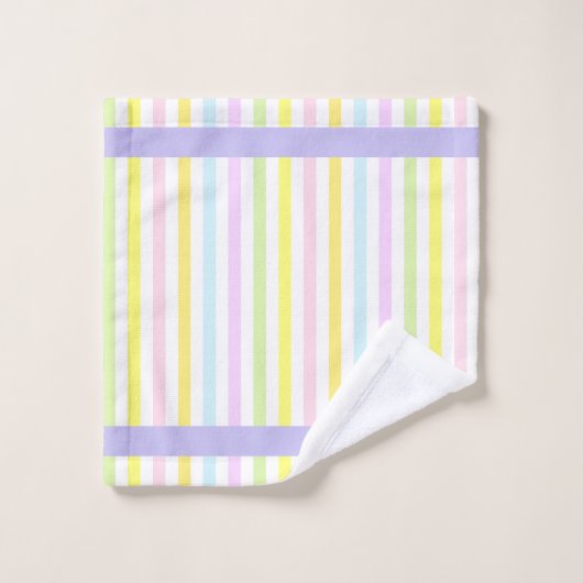 Moderne Streifen in Pastellfarben Personalisiert Badhandtuch Set (Waschlappen)