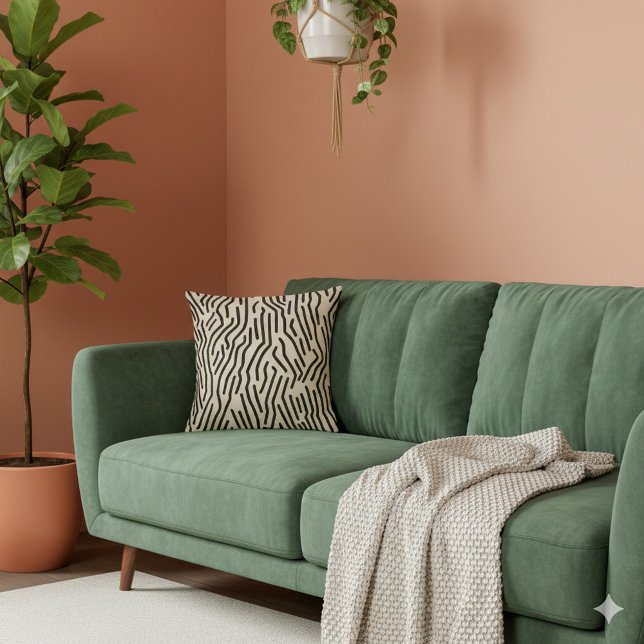 Moderne Streifen in Schwarz und Beige Kissen (Black and Beige modern Striped Throw Pillow)