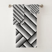Moderne Streifen in Schwarz, Weiß und Grau - cool Badhandtuch Set (Insitu)