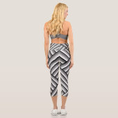 Moderne Streifen in Schwarz, Weiß und Grau - cool Capri Leggings (Rückseite)