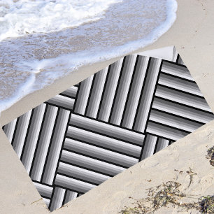 Moderne Streifen in Schwarz, Weiß und Grau - cool Strandtuch
