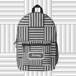 Moderne Streifen in Schwarz, Weiß und Grau - kunde Bedruckter Rucksack