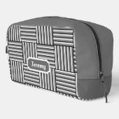 Moderne Streifen in Schwarz, Weiß und Grau - kunde Waschbeutel (Rechte Ecke)