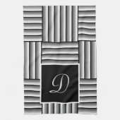 Moderne Streifen in Schwarz, Weiß und Grau - Monog Geschirrtuch (Vertikal)