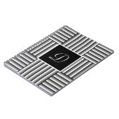 Moderne Streifen in Schwarz, Weiß und Grau - Monog Notizblock (Linke Seite)