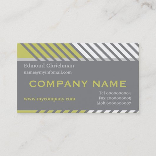 Moderne Streifen Konstruktion weiß, oliv, grau Visitenkarte (Vorderseite)