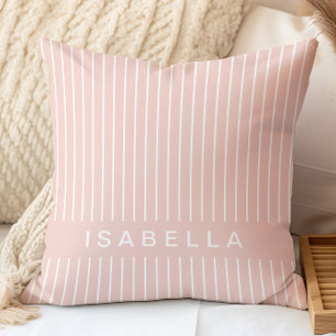 Moderne Streifen Minimal Blush Rosa Personalisiert Kissen