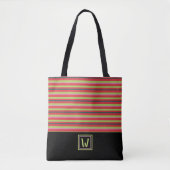 Moderne Streifen mit elegantem Monogramm Tasche (Vorderseite)
