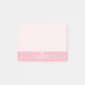 Moderne Streifen mit hochwertiger Herzmonogramm Post-it Klebezettel (Vorderseite)