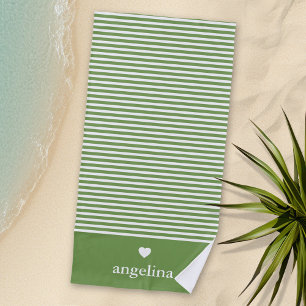 Moderne Streifen mit hochwertiger Herzmonogramm Strandtuch