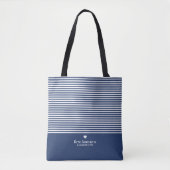 Moderne Streifen mit hochwertiger Herzmonogramm Tasche (Vorderseite)