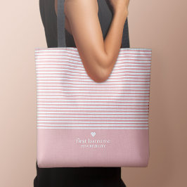 Moderne Streifen mit hochwertiger Herzmonogramm Tasche