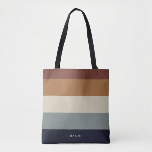 Moderne Streifen mit Monogramm Erdig Tasche
