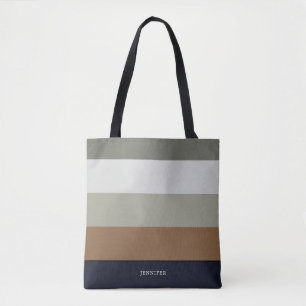 Moderne Streifen mit Monogramm Erdig Tasche