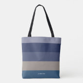 Moderne Streifen mit Monogramm-Farbtönen in Blau Tasche (Rückseite)