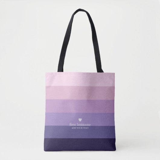 Moderne Streifen mit Monogramm, Lila Tasche (Vorderseite)
