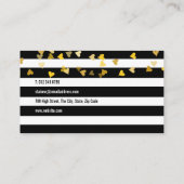 Moderne Streifen mit vergoldeten Herzen Visitenkarte (Rückseite)