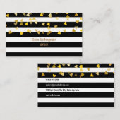 Moderne Streifen mit vergoldeten Herzen Visitenkarte (Vorne/Hinten)