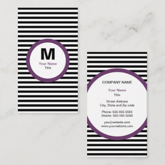 Moderne Streifen-Monogramm-Visitenkarte - Visitenkarte
