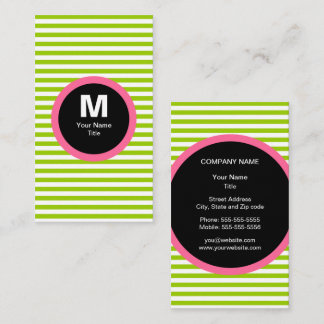 Moderne Streifen-Monogramm-Visitenkarte - Visitenkarte