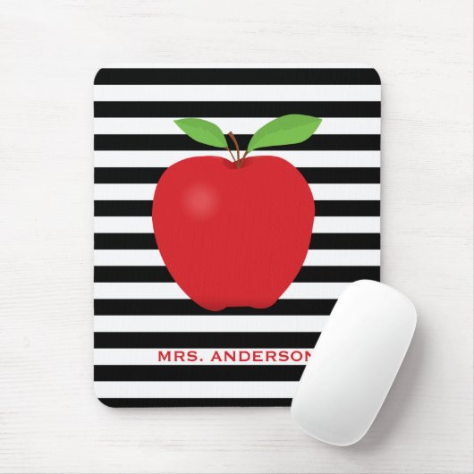 Moderne Streifen Red Apple Lehrer Mousepad (Mit Mouse)