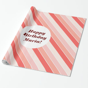 Moderne Streifen rosa Tischläuferabdeckung Geschenkpapier