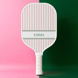 Moderne Streifen Rosa und grüne Personalisierte Be Pickleball Schläger