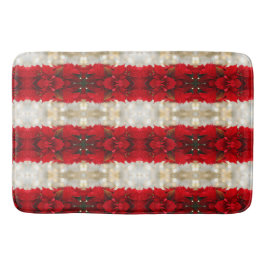 Moderne Streifen, rote Poinsettien und weiße Licht Badematte