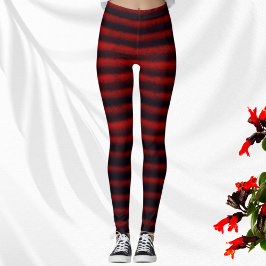 Moderne Streifen schwarz und rot Leggings