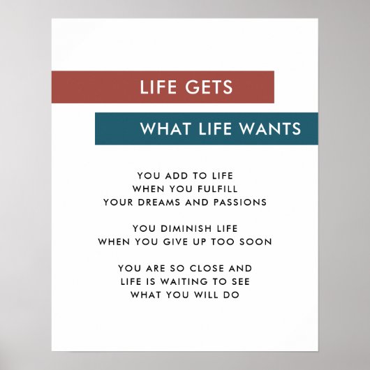 Moderne Streifen Terracotta Aquamarines Motivieren Poster (Vorne)