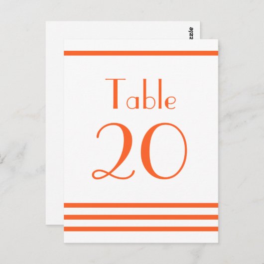 Moderne Streifen-Tischnummern (Orange) Postkarte (Vorne/Hinten)