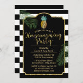 Moderne Streifen Tropische Ananas Einladung (Vorne/Hinten)