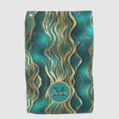 Moderne Streifen Türkisch Aquamarin Blau Personali Golfhandtuch (Vorderseite)